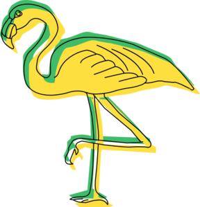 Green And Yellow Flamingo Art Clip Art